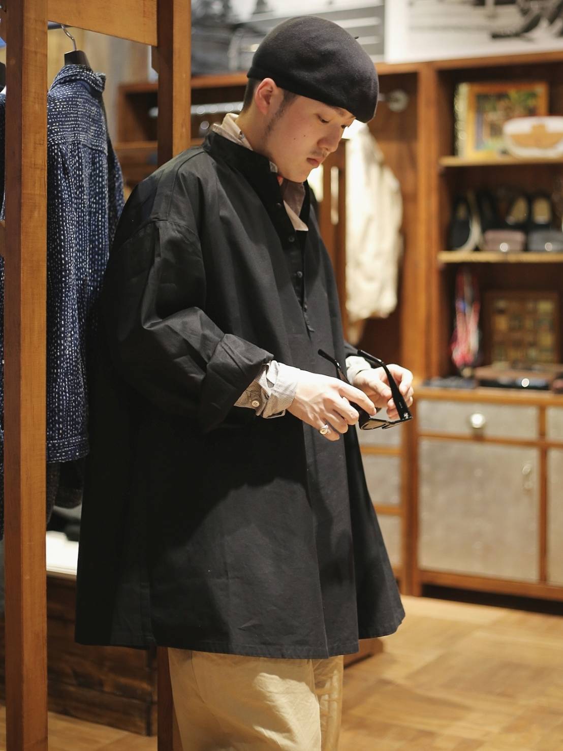 SMOCKSHIポータークラシックporter classic ギャバジンスモックスタンドカラー